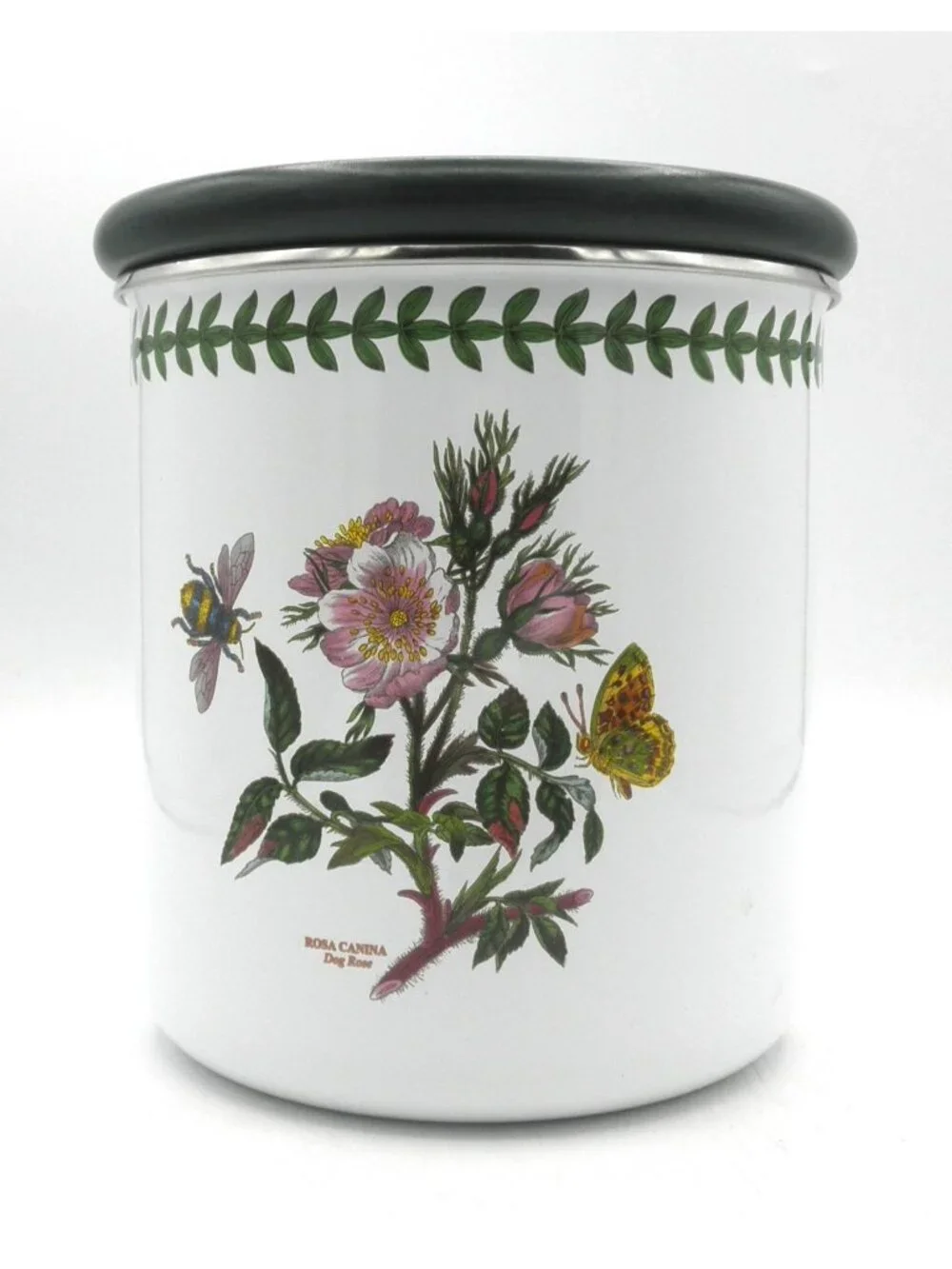 Portmeirion Botanic Garden Medium Metal Canister w/Wood Lid Dog Rose PRTBOG